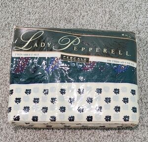 Vtg Lady Pepperell Haddington Hunter Green Percale Twin Sheet Set 180 Thread Cnt